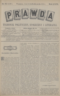 Prawda : tygodnik polityczny, społeczny i literacki. 1903, nr 43