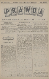 Prawda : tygodnik polityczny, społeczny i literacki. 1903, nr 44