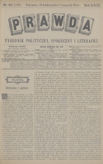 Prawda : tygodnik polityczny, społeczny i literacki. 1903, nr 45