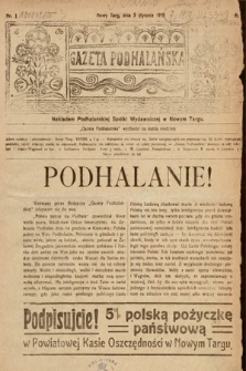 Gazeta Podhalańska. 1919, nr 1