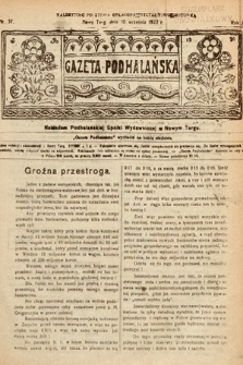 Gazeta Podhalańska. 1922, nr 37