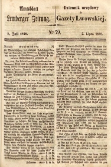 Amtsblatt zur Lemberger Zeitung = Dziennik Urzędowy do Gazety Lwowskiej. 1848, nr 79