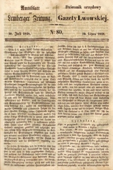 Amtsblatt zur Lemberger Zeitung = Dziennik Urzędowy do Gazety Lwowskiej. 1848, nr 80