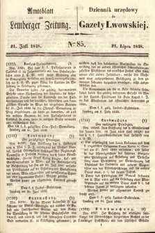 Amtsblatt zur Lemberger Zeitung = Dziennik Urzędowy do Gazety Lwowskiej. 1848, nr 85