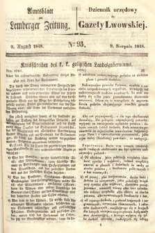 Amtsblatt zur Lemberger Zeitung = Dziennik Urzędowy do Gazety Lwowskiej. 1848, nr 93