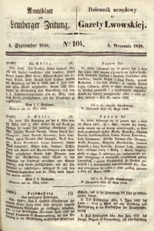 Amtsblatt zur Lemberger Zeitung = Dziennik Urzędowy do Gazety Lwowskiej. 1848, nr 104