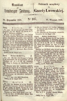 Amtsblatt zur Lemberger Zeitung = Dziennik Urzędowy do Gazety Lwowskiej. 1848, nr 107