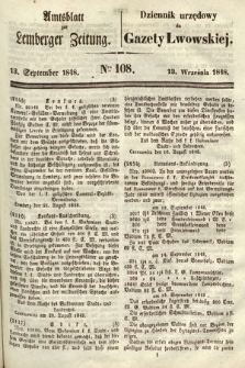 Amtsblatt zur Lemberger Zeitung = Dziennik Urzędowy do Gazety Lwowskiej. 1848, nr 108