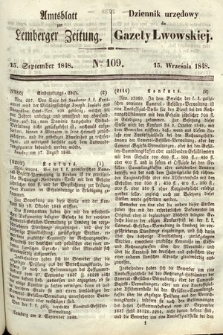 Amtsblatt zur Lemberger Zeitung = Dziennik Urzędowy do Gazety Lwowskiej. 1848, nr 109