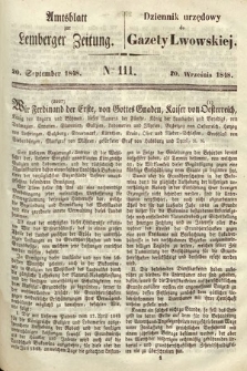 Amtsblatt zur Lemberger Zeitung = Dziennik Urzędowy do Gazety Lwowskiej. 1848, nr 111