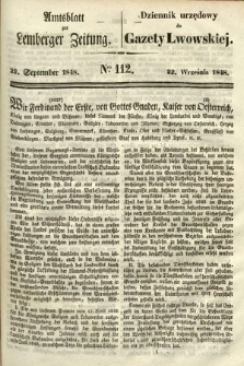 Amtsblatt zur Lemberger Zeitung = Dziennik Urzędowy do Gazety Lwowskiej. 1848, nr 112