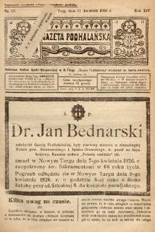 Gazeta Podhalańska. 1926, nr 15