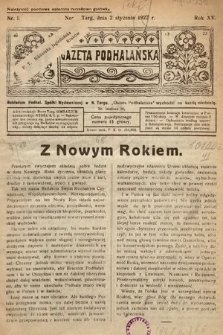 Gazeta Podhalańska. 1927, nr 1