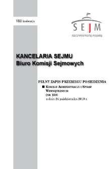 Pełny Zapis Przebiegu Posiedzenia Komisji Administracji i Spraw Wewnętrznych (nr 199) z dnia 24 kwietnia 2019 r.