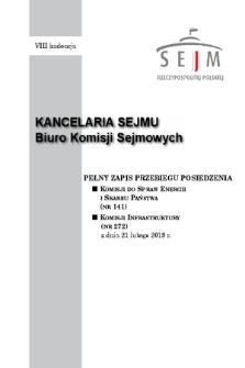 Pełny Zapis Przebiegu Posiedzenia Komisji do spraw Energii i Skarbu Państwa (nr 141) z dnia 21 lutego 2019 r.