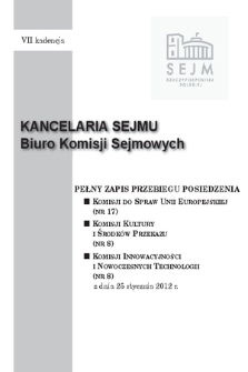 Pełny Zapis Przebiegu Posiedzenia Komisji Kultury i Środków Przekazu (Nr 8) z dnia 25 stycznia 2012 r.