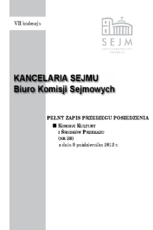 Pełny Zapis Przebiegu Posiedzenia Komisji Kultury i Środków Przekazu (Nr 38) z dnia 9 października 2012 r.