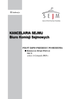 Pełny Zapis Przebiegu Posiedzenia Komisji do Spraw Petycji (nr1) z dnia 14 listopada 2019 r.