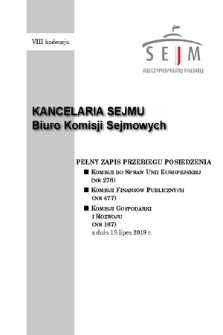 Pełny Zapis Przebiegu Posiedzenia Komisji do Spraw Unii Europejskiej (nr 276) z dnia 18 lipca 2019 r.