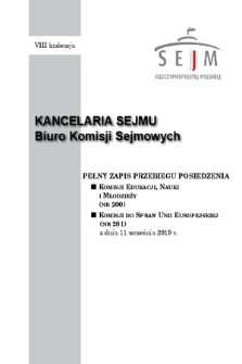 Pełny Zapis Przebiegu Posiedzenia Komisji do Spraw Unii Europejskiej (nr 281) z dnia 11 września 2019 r.