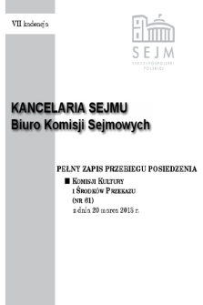 Pełny Zapis Przebiegu Posiedzenia Komisji Kultury i Środków Przekazu (Nr 61) z dnia 20 marca 2013 r.