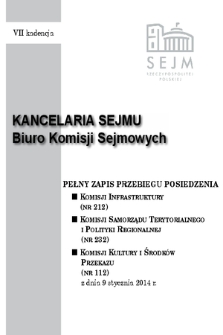 Pełny Zapis Przebiegu Posiedzenia Komisji Kultury i Środków Przekazu (Nr 112) z dnia 9 stycznia 2014 r.