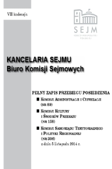 Pełny Zapis Przebiegu Posiedzenia Komisji Kultury i Środków Przekazu (Nr 158) z dnia 5 listopada 2014 r.