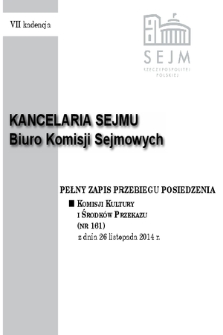 Pełny Zapis Przebiegu Posiedzenia Komisji Kultury i Środków Przekazu (Nr 161) z dnia 26 listopada 2014 r.