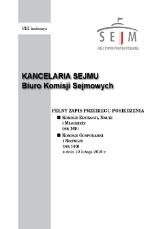 Pełny Zapis Przebiegu Posiedzenia Komisji Edukacji, Nauki i Młodzieży (nr 169) z dnia 19 lutego 2019 r.