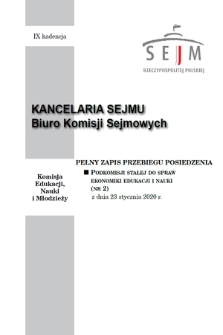 Pełny Zapis Przebiegu Posiedzenia Podkomisji Stałej do Spraw Ekonomiki Edukacji i Nauki. Kad. 9, 2020, nr 2