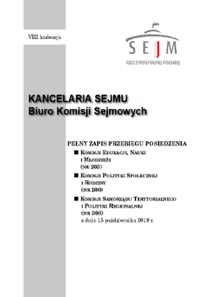 Pełny Zapis Przebiegu Posiedzenia Komisji Polityki Społecznej i Rodziny (nr 200) z dnia 15 października 2019 r.