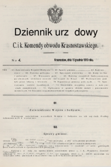 Dziennik Urzędowy C. i K. Komendy Obwodu Krasnostawskiego. 1915, nr 4