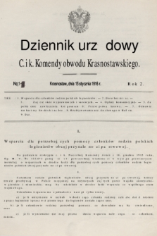 Dziennik Urzędowy C. i K. Komendy Obwodu Krasnostawskiego. R.2 (1916), nr 1