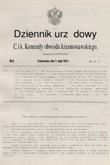 Dziennik Urzędowy C. i K. Komendy Obwodu Krasnostawskiego. R.2 (1916), nr 8