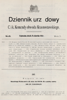Dziennik Urzędowy C. i K. Komendy Obwodu Krasnostawskiego. R.2 (1916), nr 19