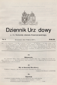 Dziennik Urzędowy C. i K. Komendy Obwodu Krasnostawskiego. R.3 (1917), nr 4