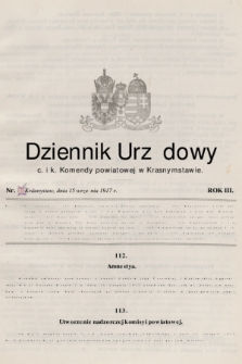 Dziennik Urzędowy C. i K. Komendy Obwodu Krasnostawskiego. R.3 (1917), nr 10