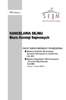 Pełny Zapis Przebiegu Posiedzenia Komisji Ochrony Środowiska, Zasobów Naturalnych i Leśnictwa (nr 196) z dnia 17 lipca 2019 r.