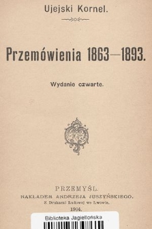 Przemówienia 1863-1893