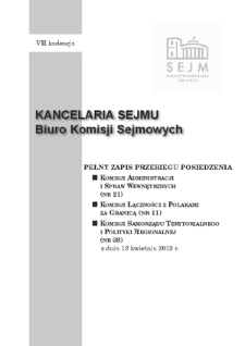 Pełny Zapis Przebiegu Posiedzenia Komisji Łączności z Polakami za Granicą (nr 11) z dnia 12 kwietnia 2012 r.