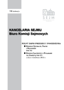 Pełny Zapis Przebiegu Posiedzenia Komisji Łączności z Polakami za Granicą (nr 37) z dnia 4 kwietnia 2013 r.