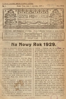 Gazeta Podhalańska. 1929, nr 1