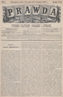 Prawda : tygodnik polityczny, społeczny i literacki. 1887, nr 1