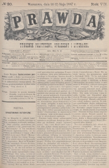 Prawda : tygodnik polityczny, społeczny i literacki. 1887, nr 20