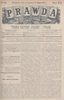 Prawda : tygodnik polityczny, społeczny i literacki. 1887, nr 24