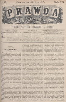 Prawda : tygodnik polityczny, społeczny i literacki. 1887, nr 29