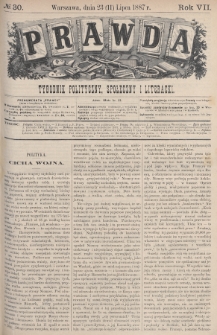 Prawda : tygodnik polityczny, społeczny i literacki. 1887, nr 30
