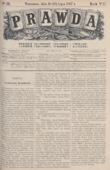 Prawda : tygodnik polityczny, społeczny i literacki. 1887, nr 31