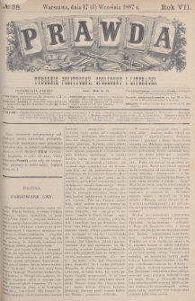 Prawda : tygodnik polityczny, społeczny i literacki. 1887, nr 38