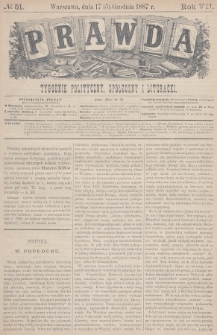 Prawda : tygodnik polityczny, społeczny i literacki. 1887, nr 51